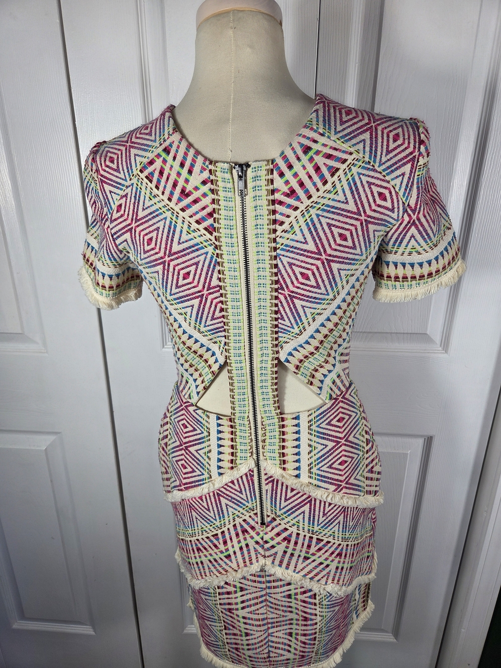 Acler Rae Geometric Fringe Cutout Dress XS - Picture 7 of 13